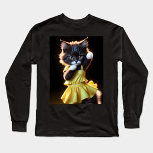 Dancing cat - Modern digital art Long Sleeve T-Shirt